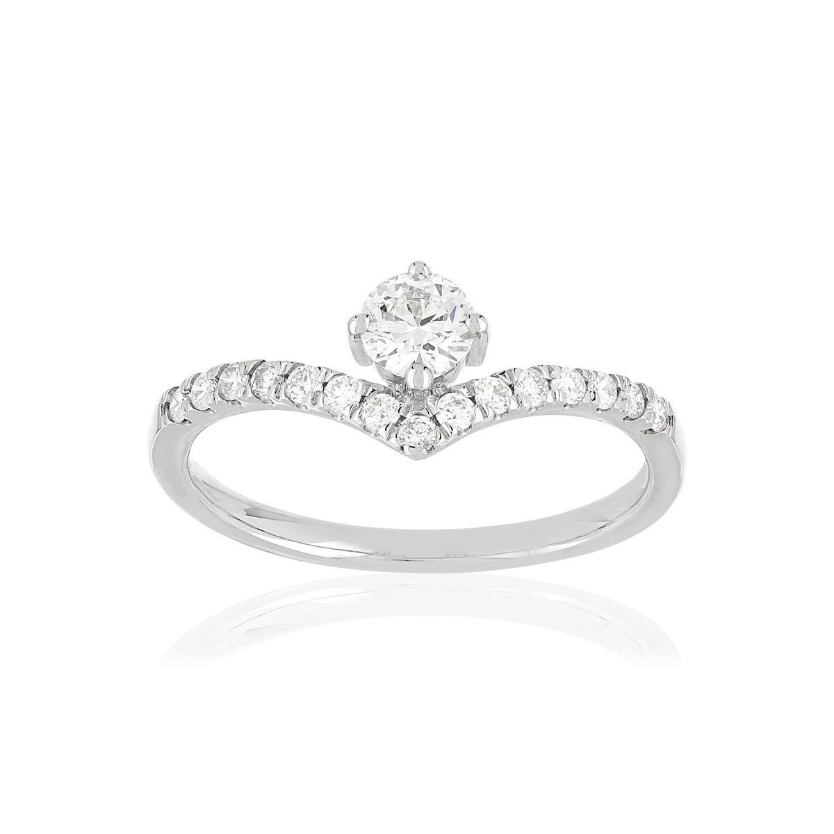 Bague or blanc 750 diamants synthétiques 0.50 carat