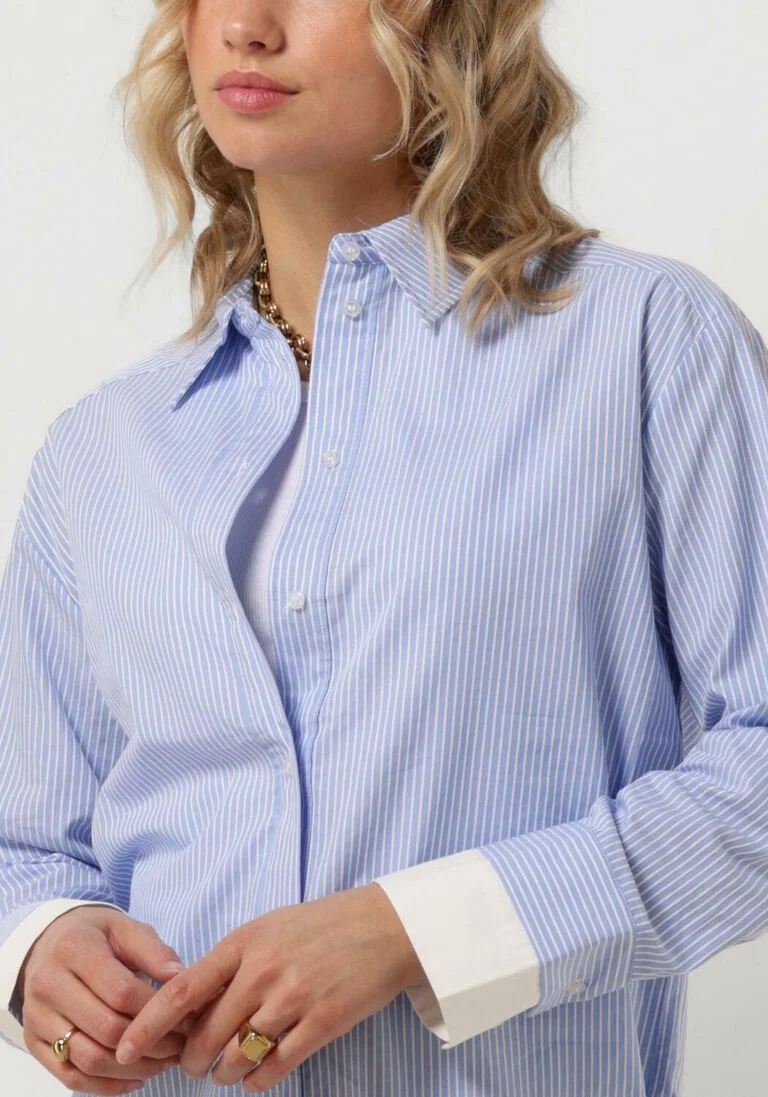CO\\'COUTURE lichtblauwe co'couture blouse double cuff stripe shirt