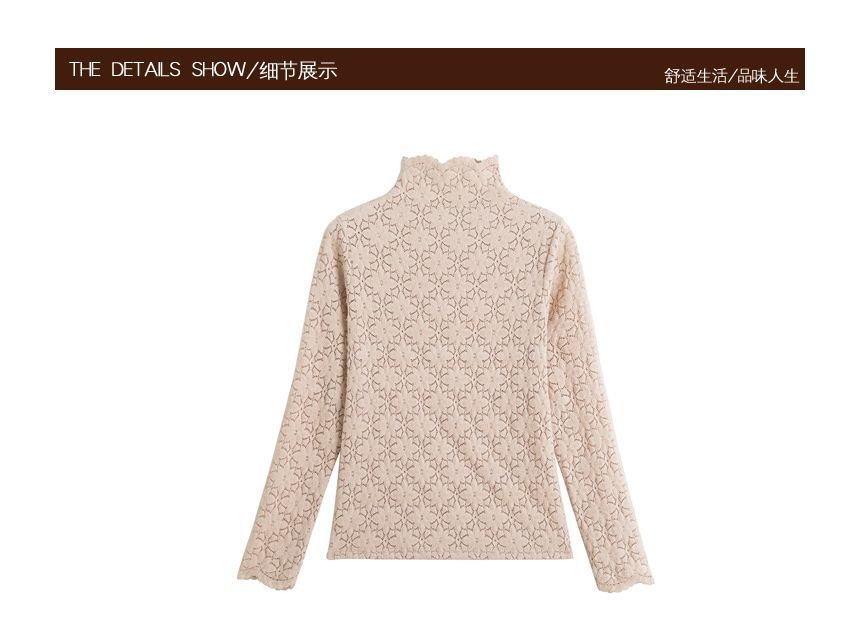 Lewwe - Blouse met lange mouwen en hoge hals en effen kant