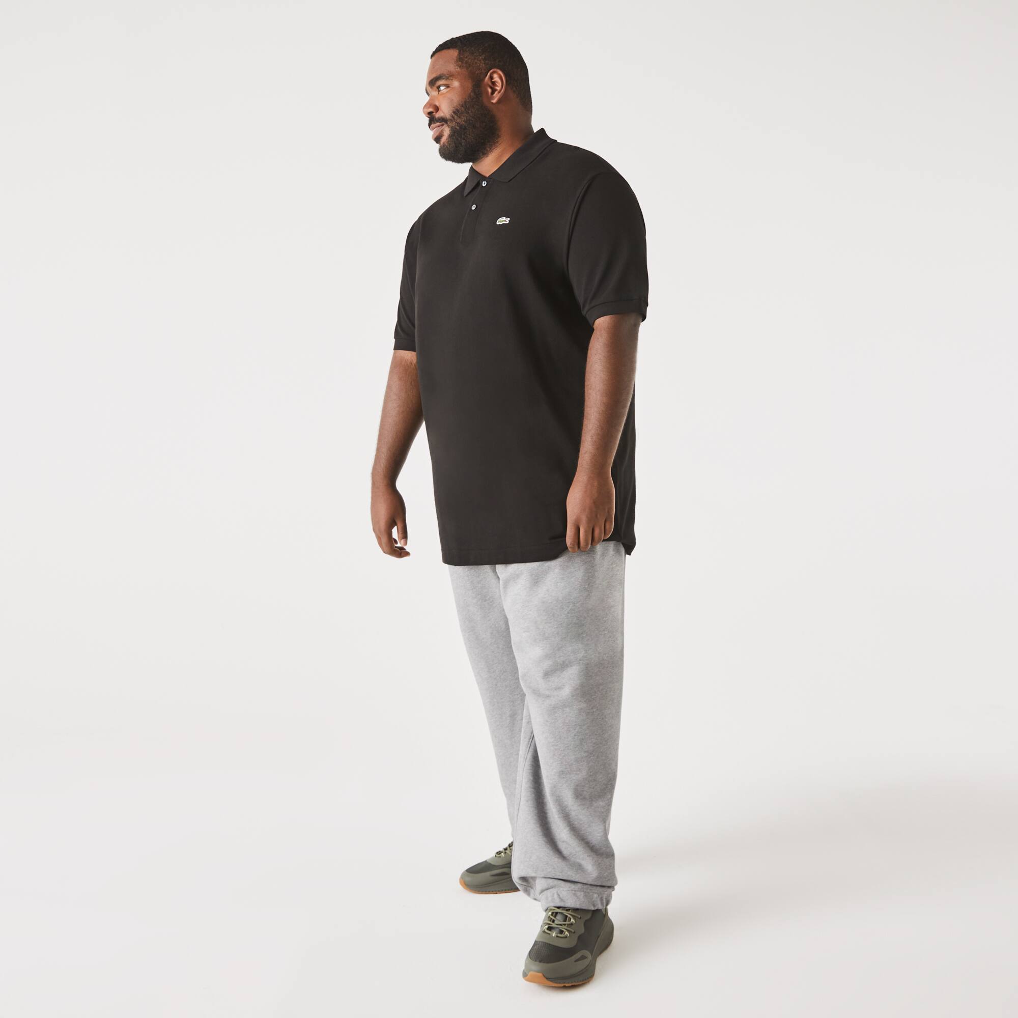 Polo homme Lacoste en petit piqué de coton uni - Grande taille - Big Manches Courtes - Noir - Lacoste - Homme
