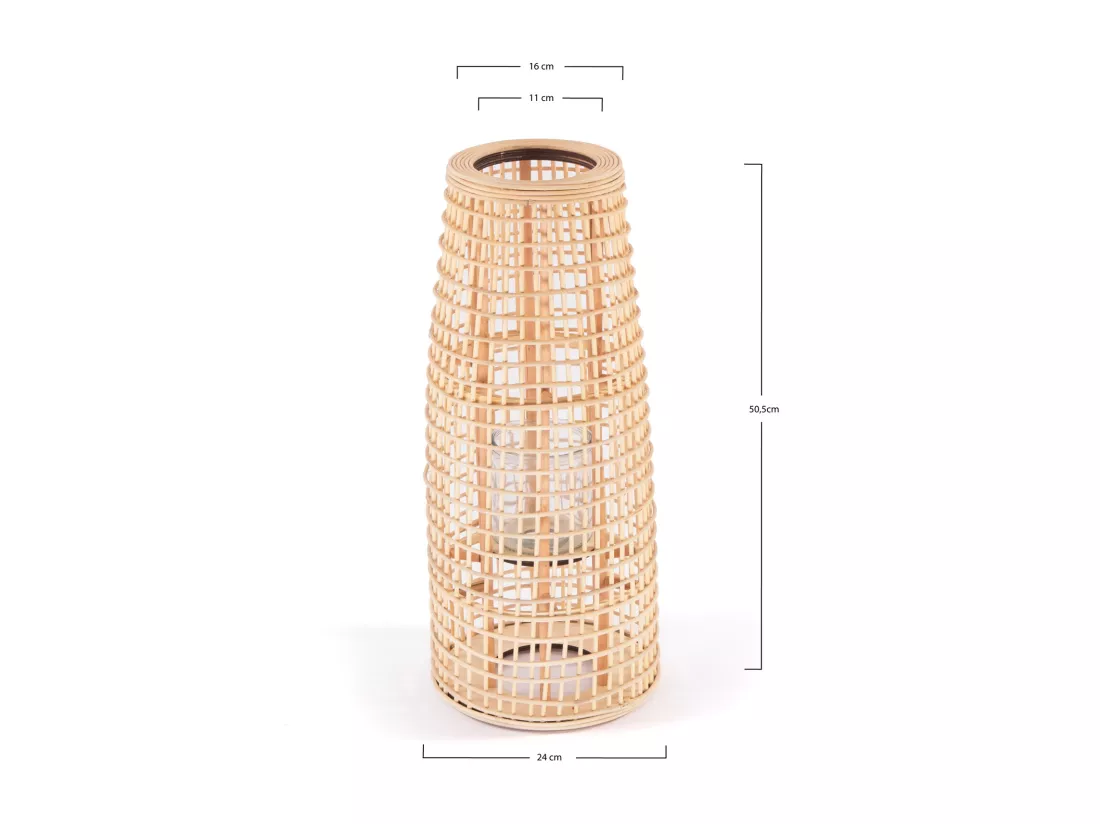 LANTERNE Iva | Couleurs naturelles | avec insert en verre | chandelier | lampadaire | lampe en bambou | lanterne | porte-bougie | luminaire