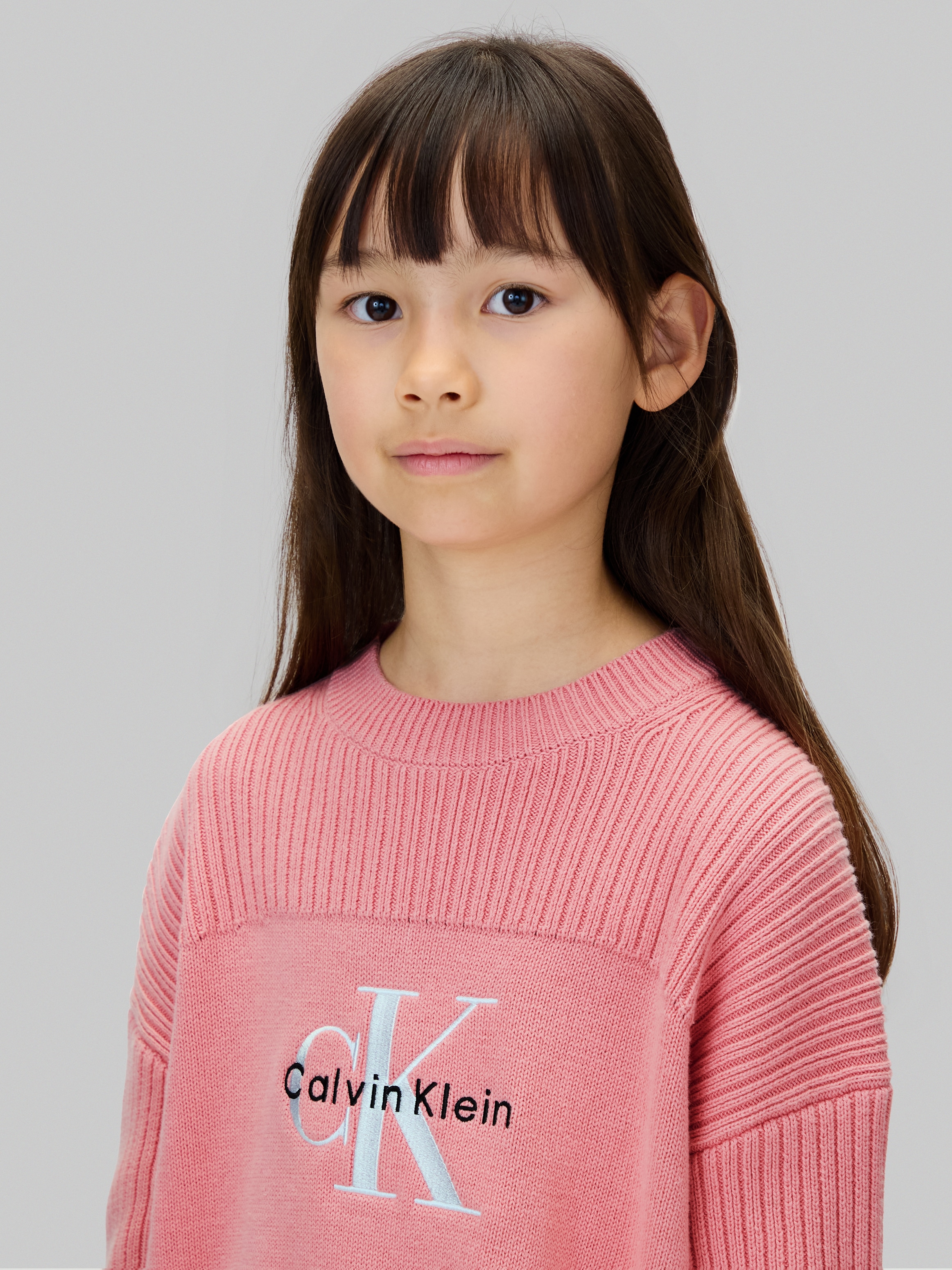 Calvin Klein Jeans Strickpullover »MONOLOGO CN SWEATER« für Kinder bis 16 Jahre, Logo-Stickerei