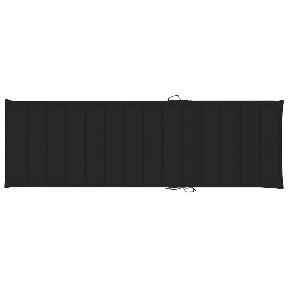Transat chaise longue bain de soleil lit de jardin terrasse meuble d'extérieur 2 places avec coussin acacia solide et acier 0