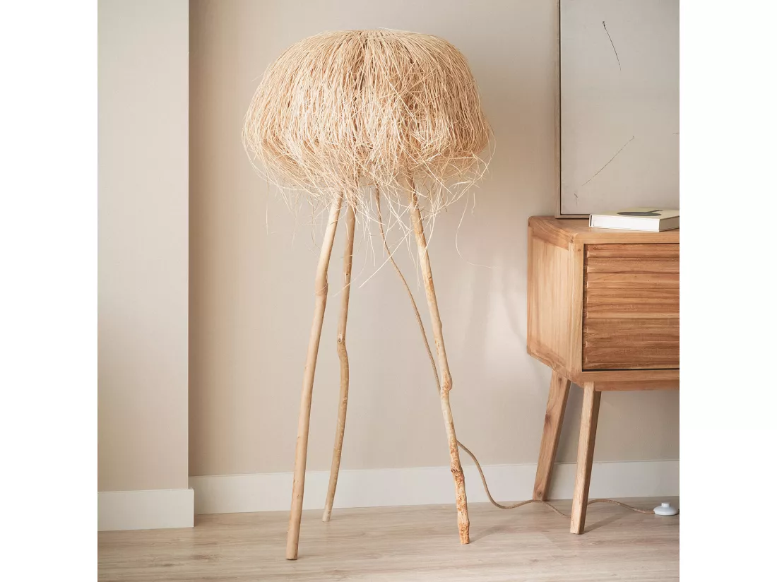 lampadaire en rotin Lasje Naturel