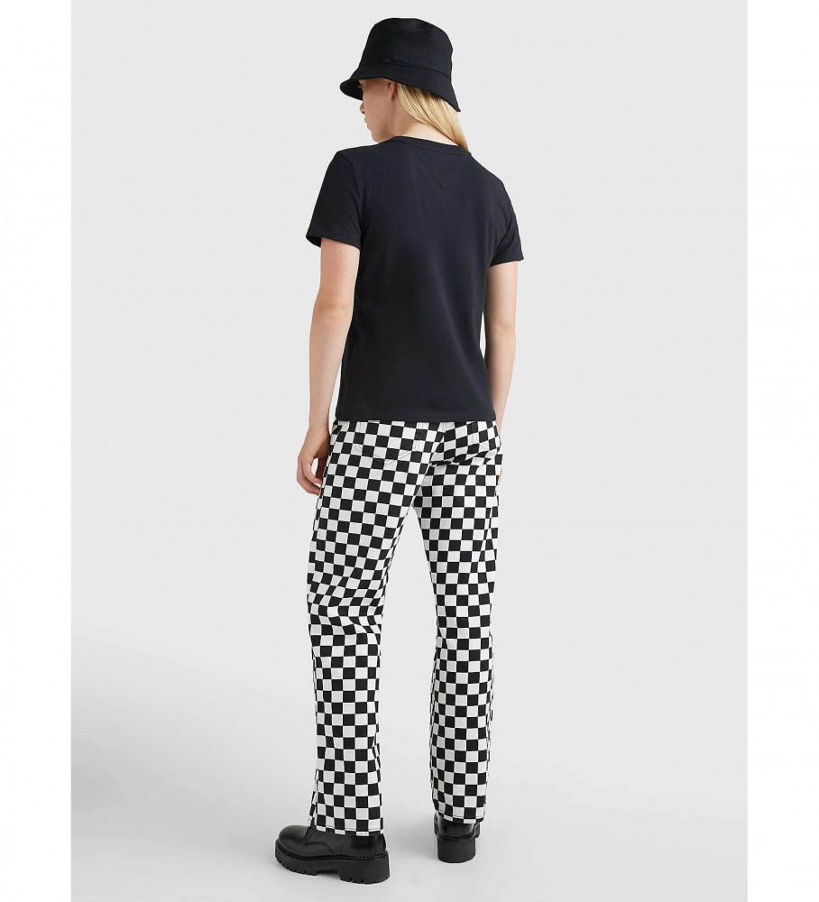 Camiseta Tommy Jeans TJW Regular Jersey com gola C, preta