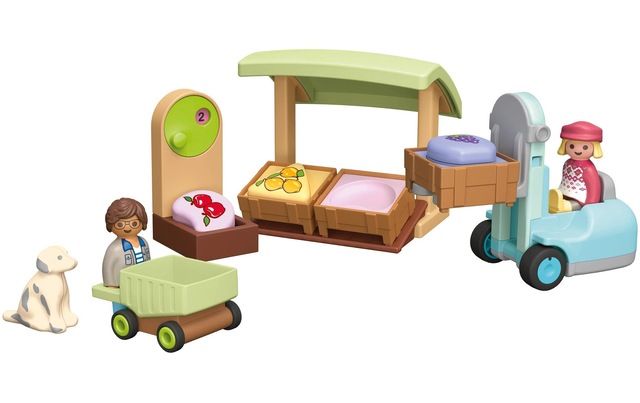Playmobil® Spielbausteine »Junior Bio-Marktstand & Gabelstapler 71691«