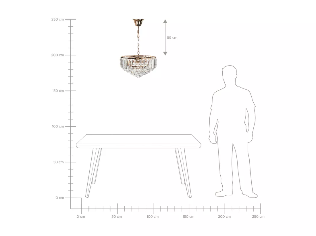 Lustre ACHEIRO L Cristal Doré