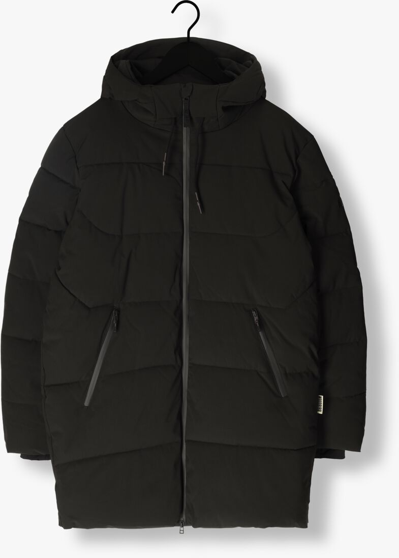 WOODBIRD zwarte woodbird gewatteerde jas wbjoseph tech long jacket