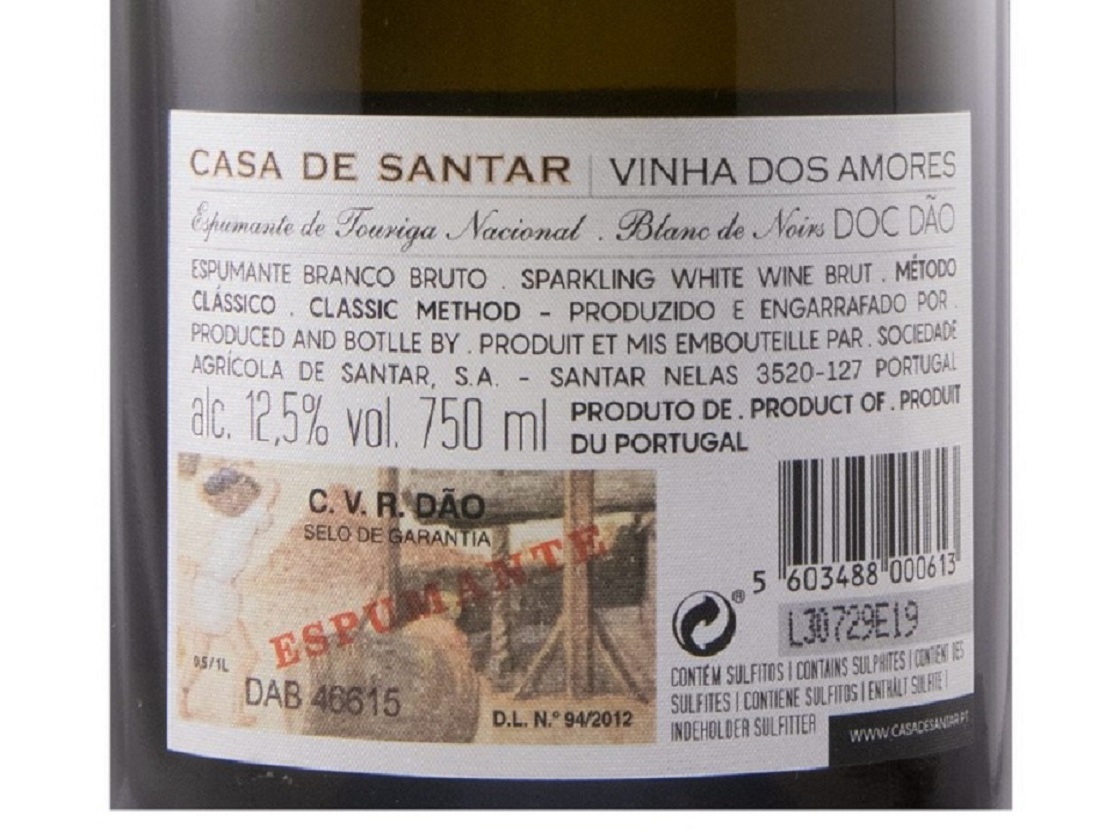 ESPUMANTE CASA DE SANTAR VINHA DOS AMORES BRUTO 0.75L