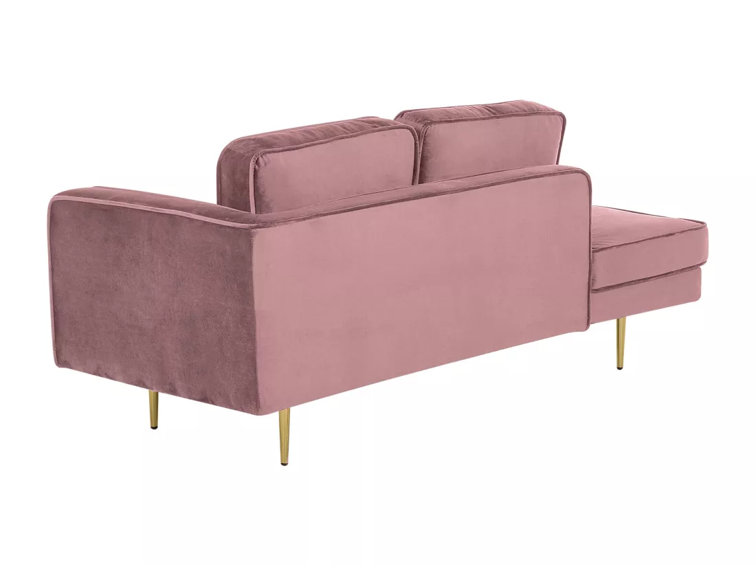 Chaise longue rose poudré côté droit MIRAMAS