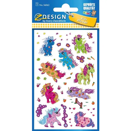Avery Zweckform Z-Design Glitter Sticker, Einhorn, 1 Bogen/15 Sticker