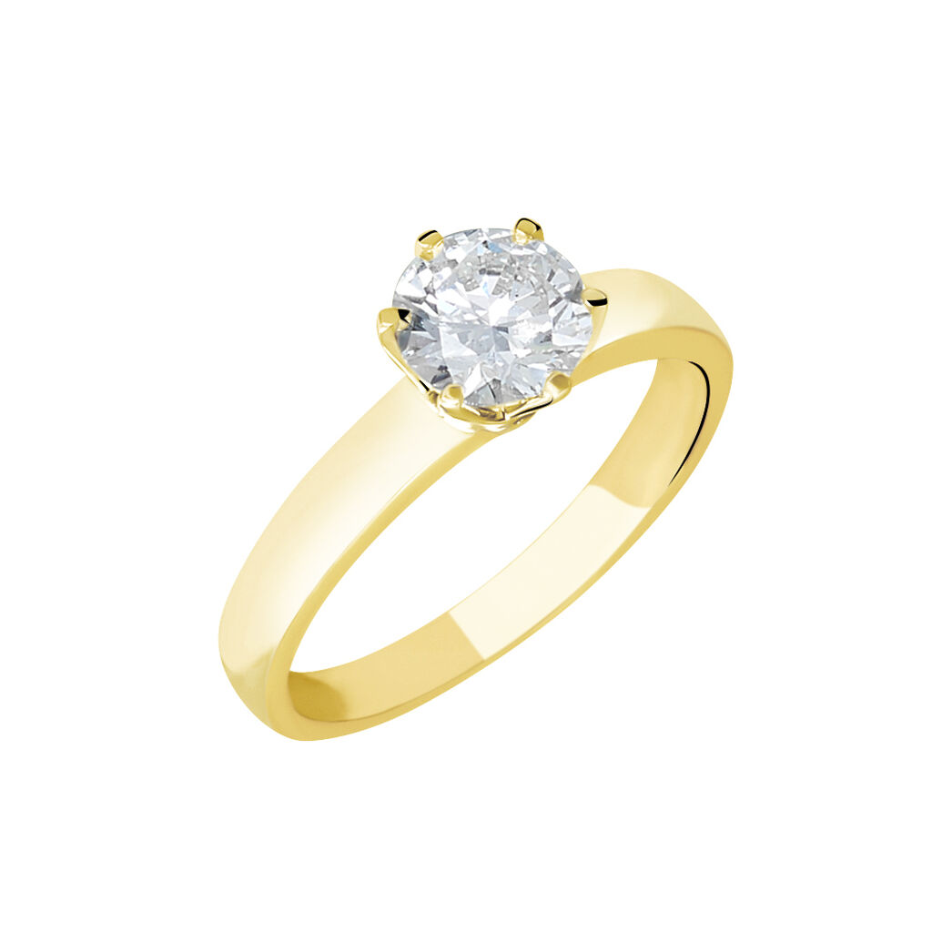 Bague Solitaire Natalia Or Jaune Diamant Synthetique