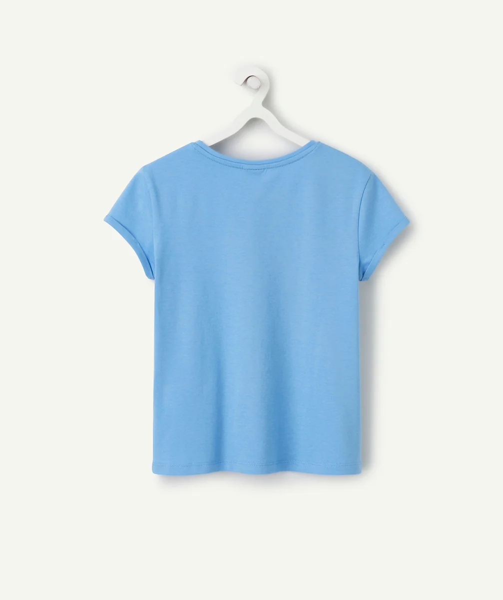 t-shirt manches courtes fille en coton bio bleu message floride