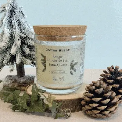 Bougie parfumée à la cire de soja - Version 1 - 1 bougie parfumé - 190g (durée ≈40h) / Sapin & Cèdre