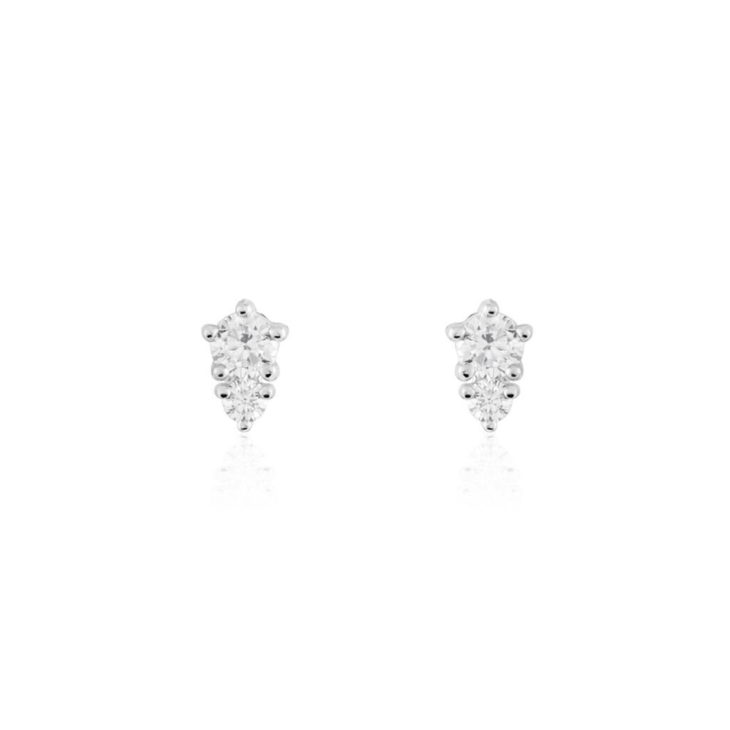 Boucles D'oreilles Puces Almira Argent Blanc Oxyde De Zirconium