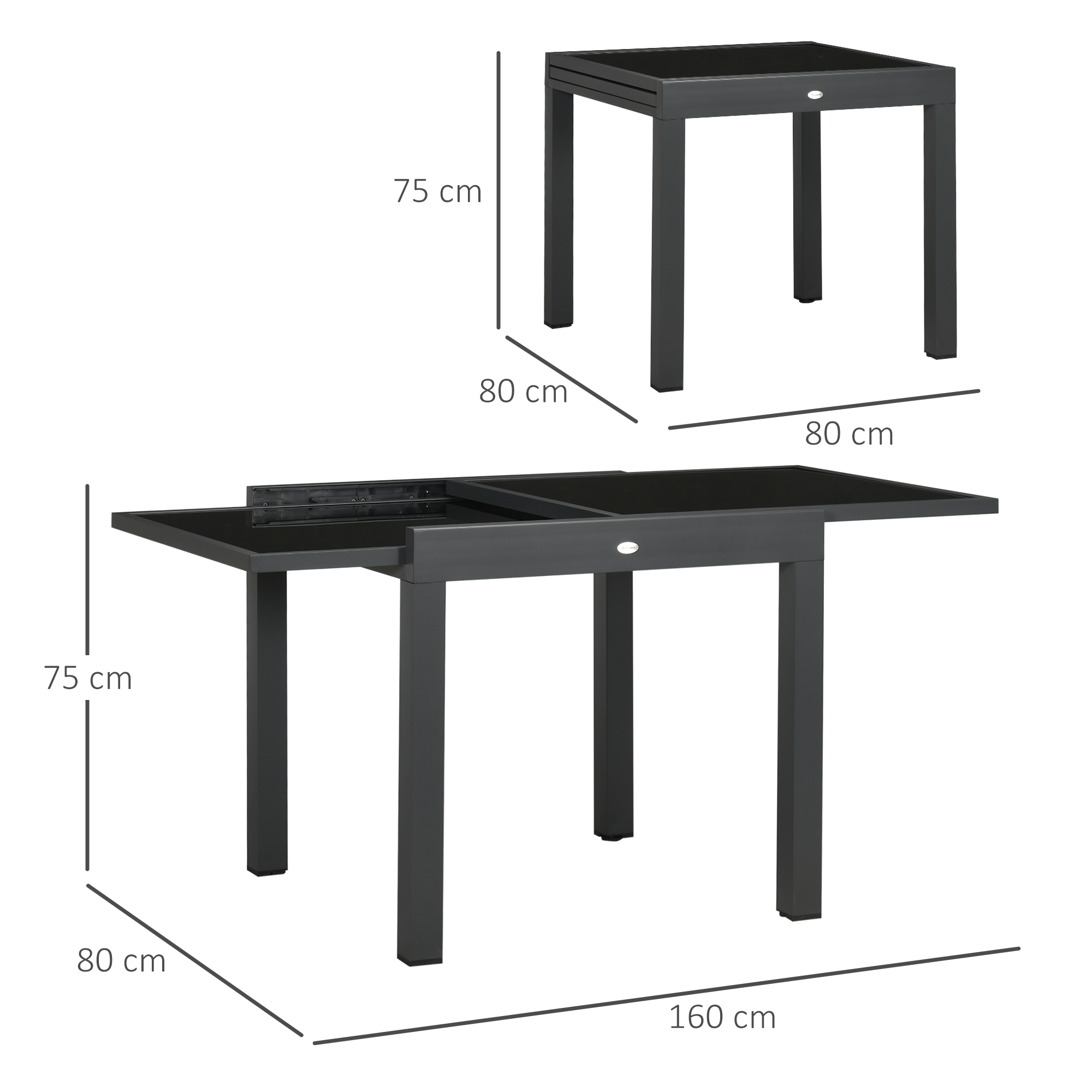 Mesa de jardim extensível em alumínio Outsunny