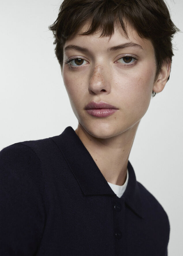 MANGO Polo-neck cardigan Navy