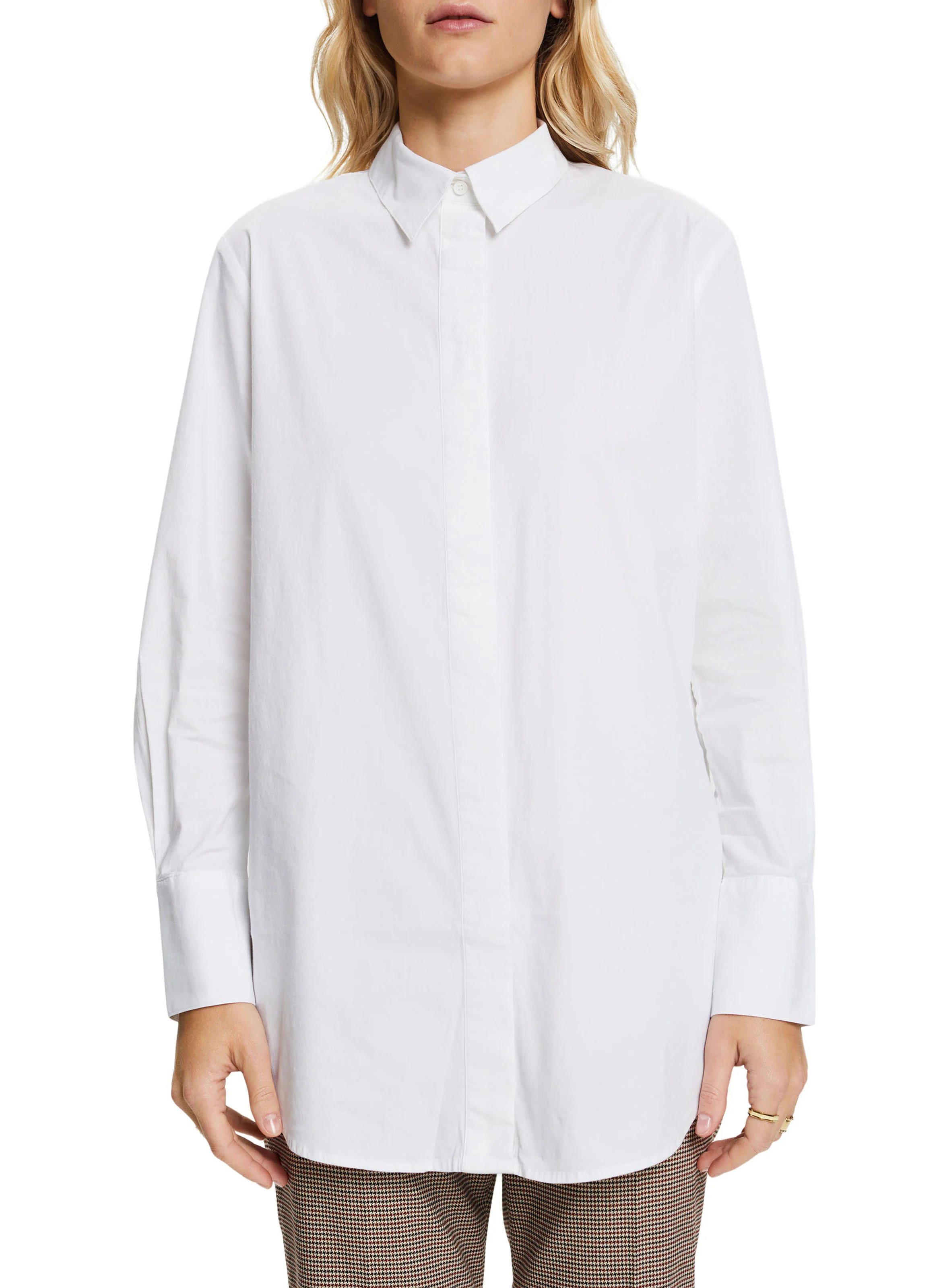 Chemise ajustée col classique en coton | Blanc