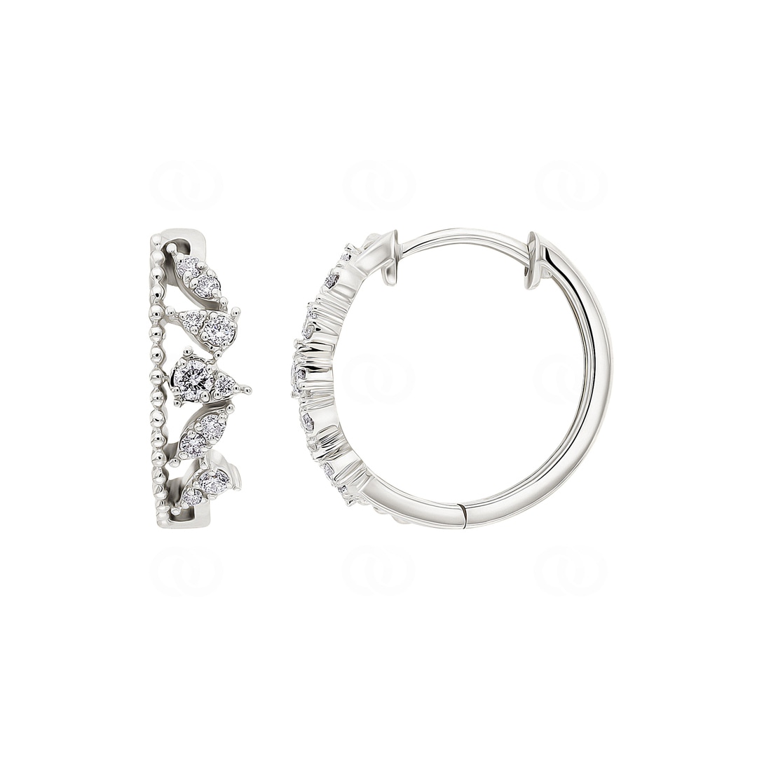 Kreolen 750/18 K Weissgold mit Diamanten 0.18 ct H/si