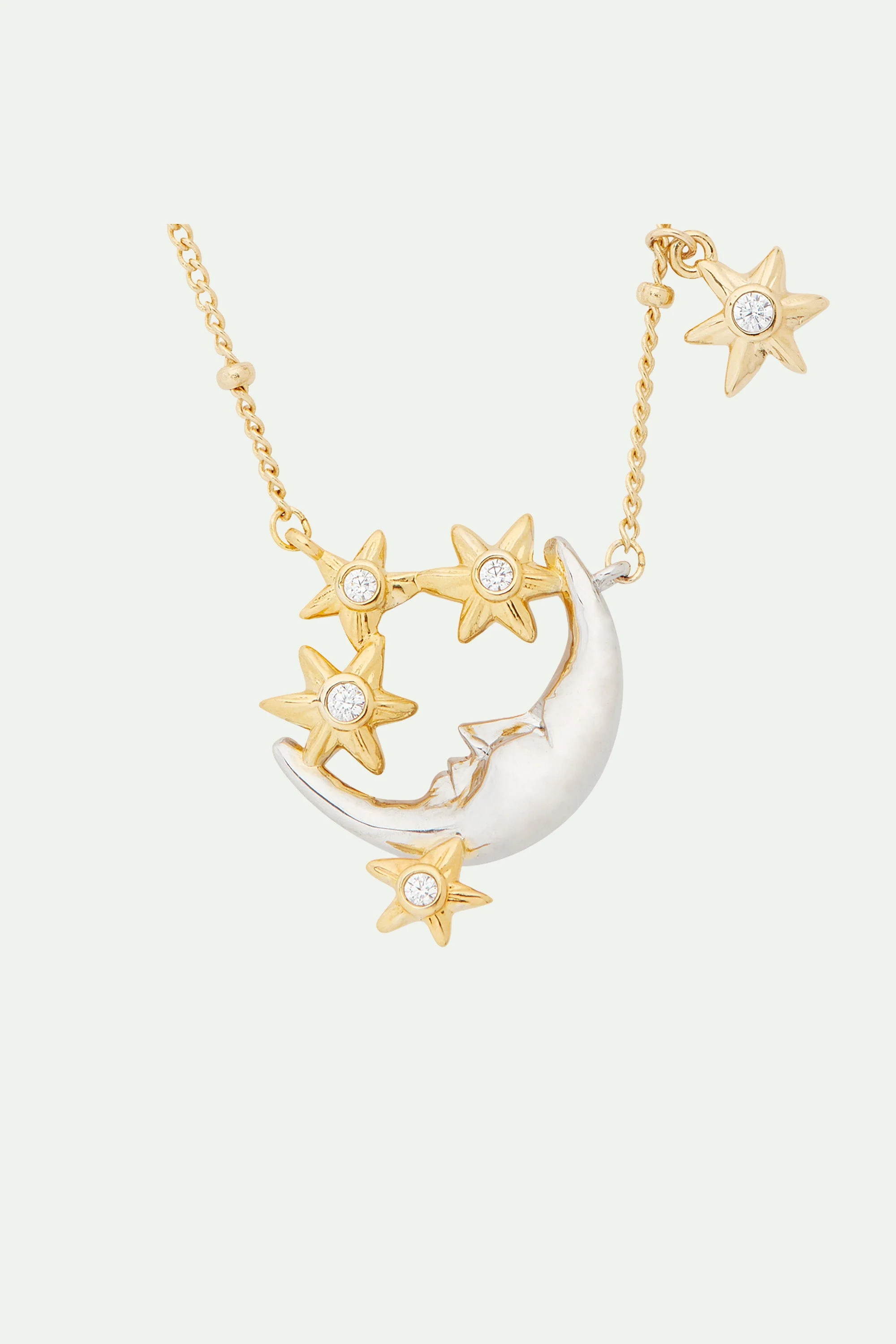 Collier pendentif lune et étoiles | Multicolore
