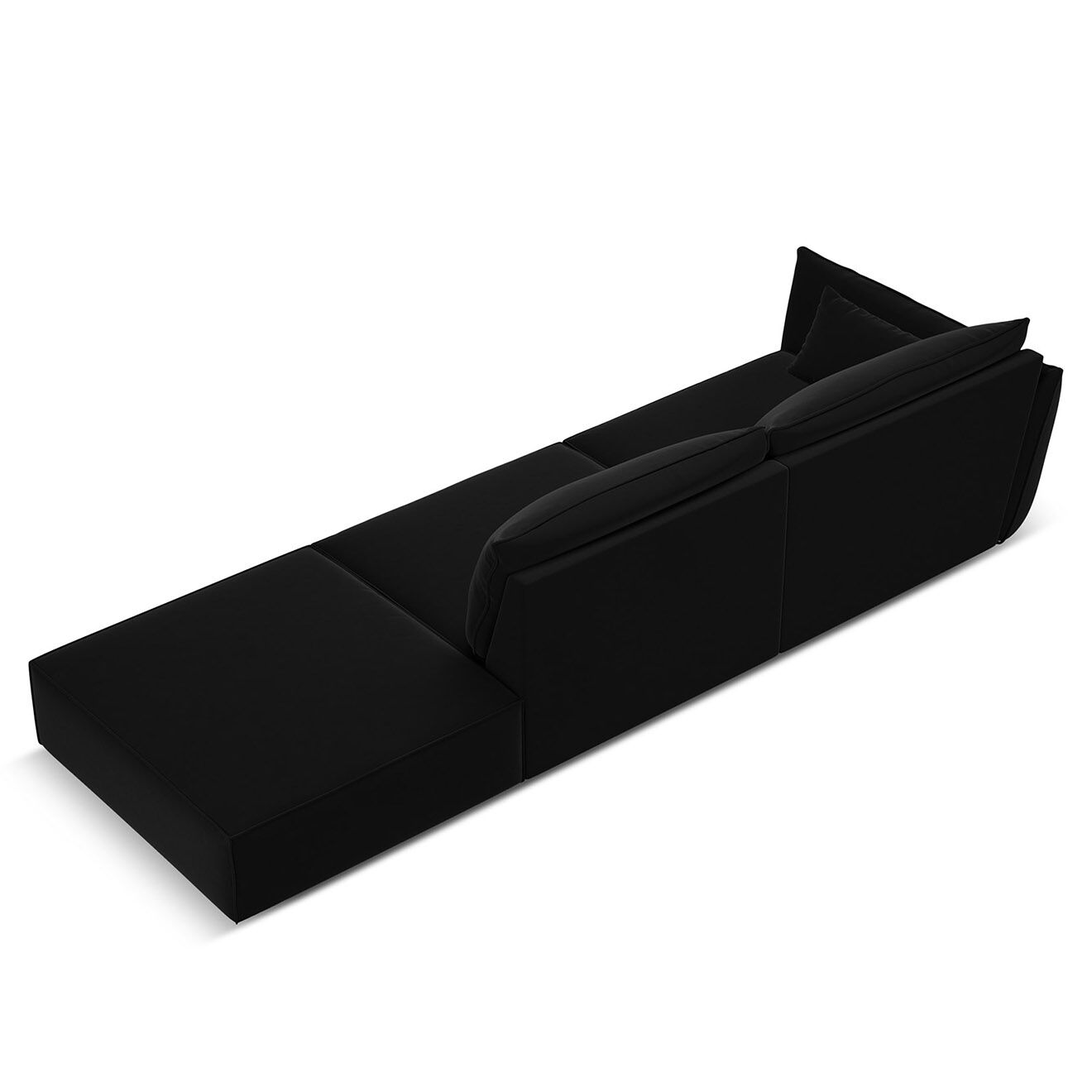 Mazzini Sofas Canapé gauche Velours Vanda 4 Places noir - 286x100x85 cm