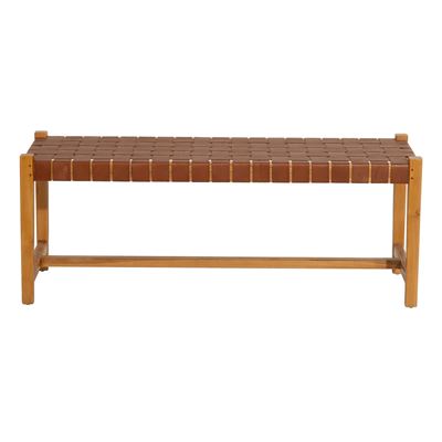 Banc en teck assise en cuir