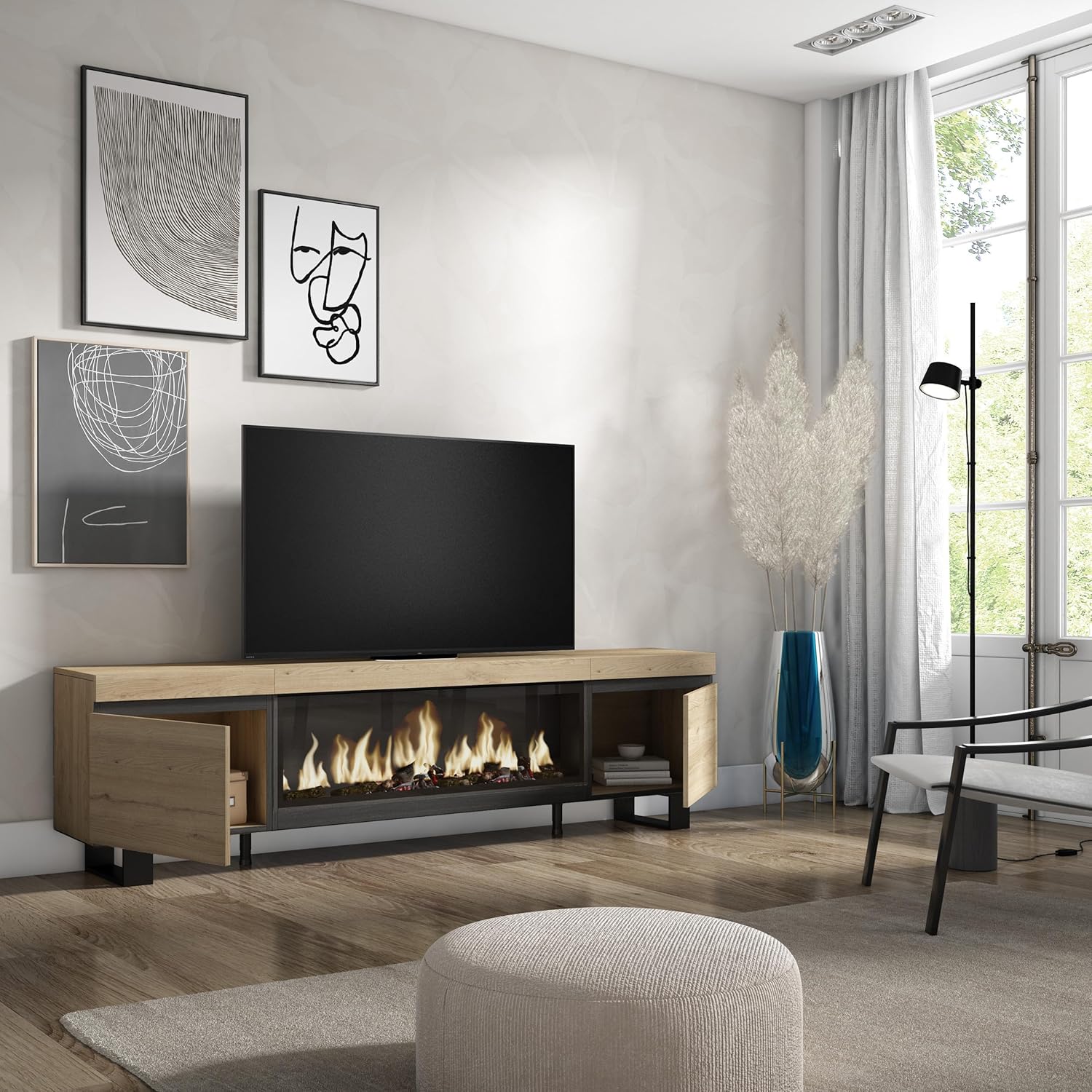 Skraut Home | TV-Schrank, Lowboard | für Wohnzimmer und Esszimmer | 210 | Für TV-Geräte bis zu 80
