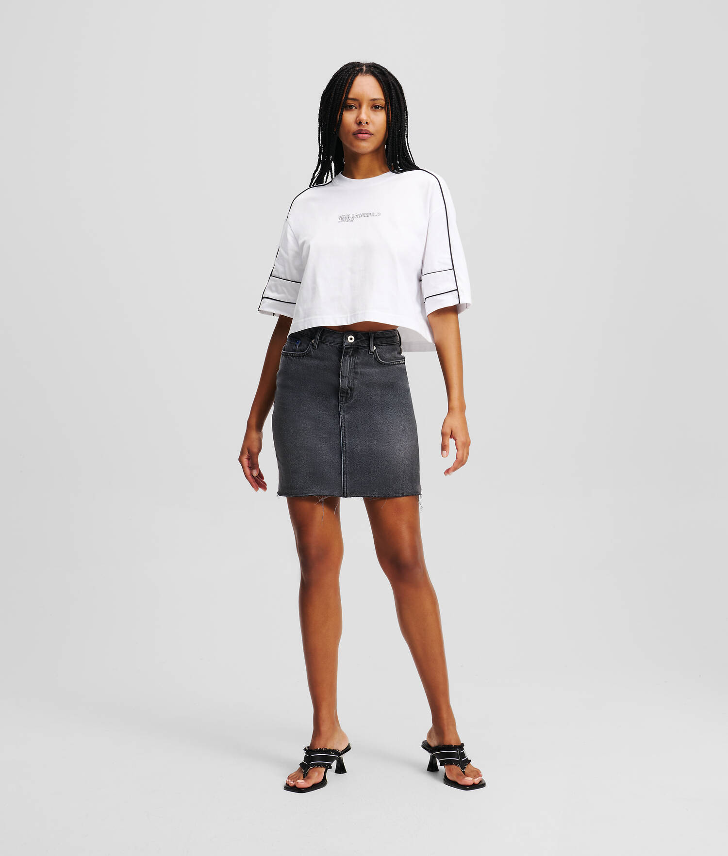 JUPE EN DENIM KARL - Noir lavé