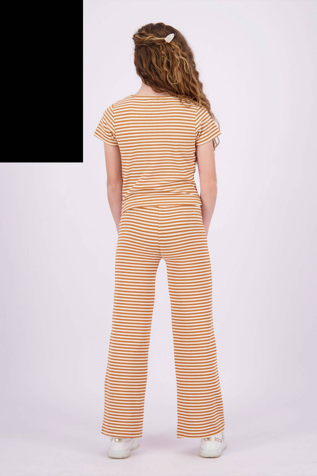 Vingino gestreept T-shirt Ireen lichtbruin/ecru