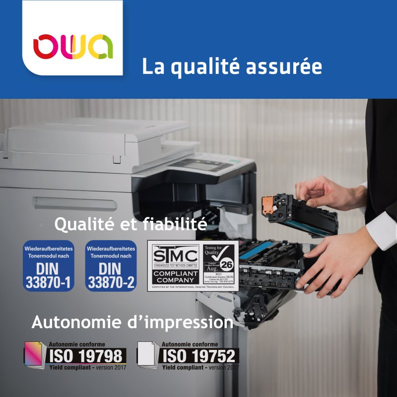 Cartouche d'encre remanufacturée OWA - haute capacité - 3 Couleurs - pour HP 62XL 3C