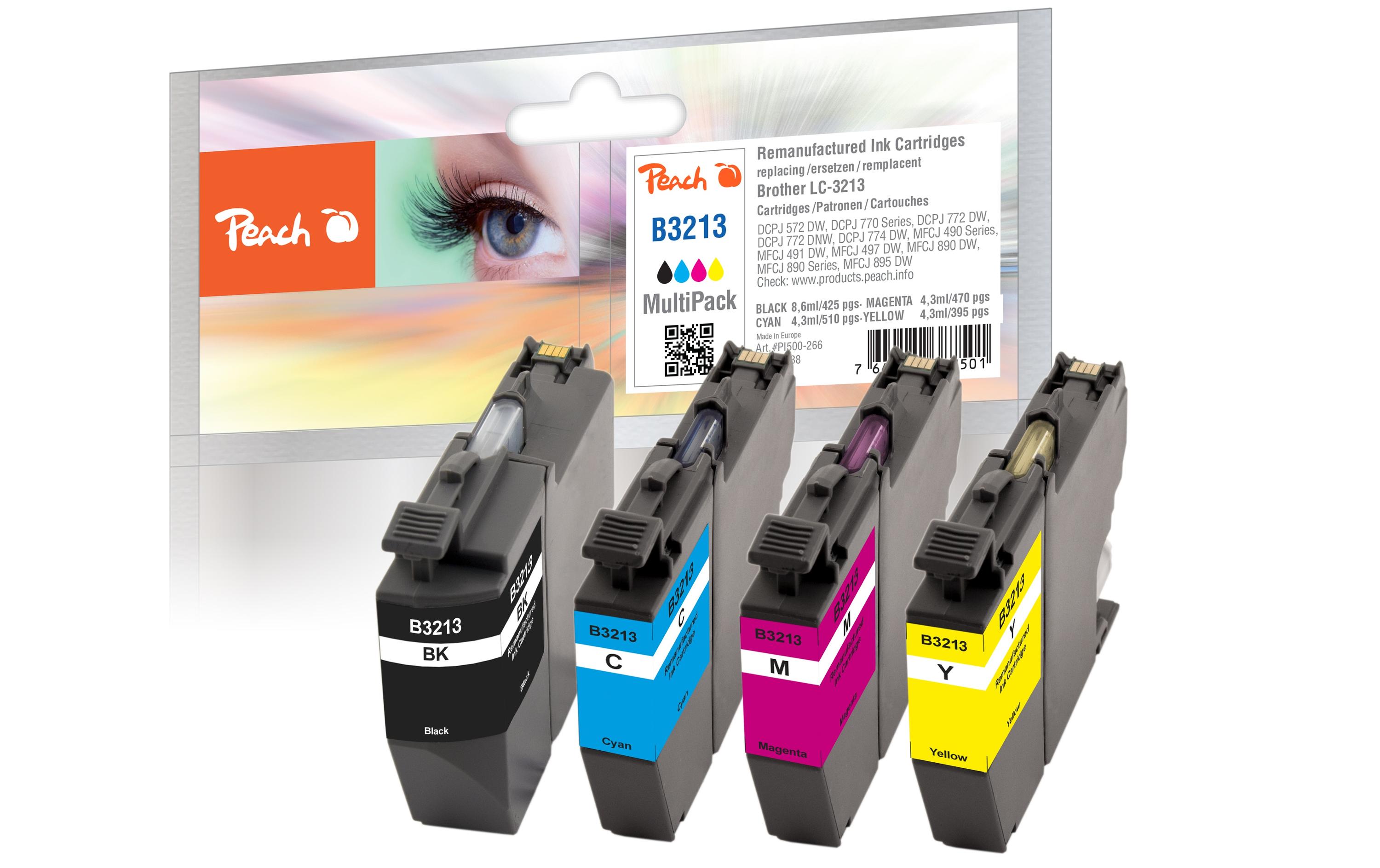Tinte Brother LC-3213, Multi-Pack C, M, Y, BKTintenset: Schwarz, Cyan, Magenta und Gelb