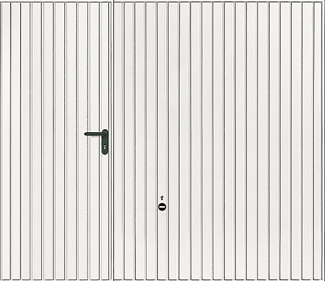 Porte de garage basculante avec portillon acier Hormann blanc trafic ral 9016 - l.237,5 x h.200 cm