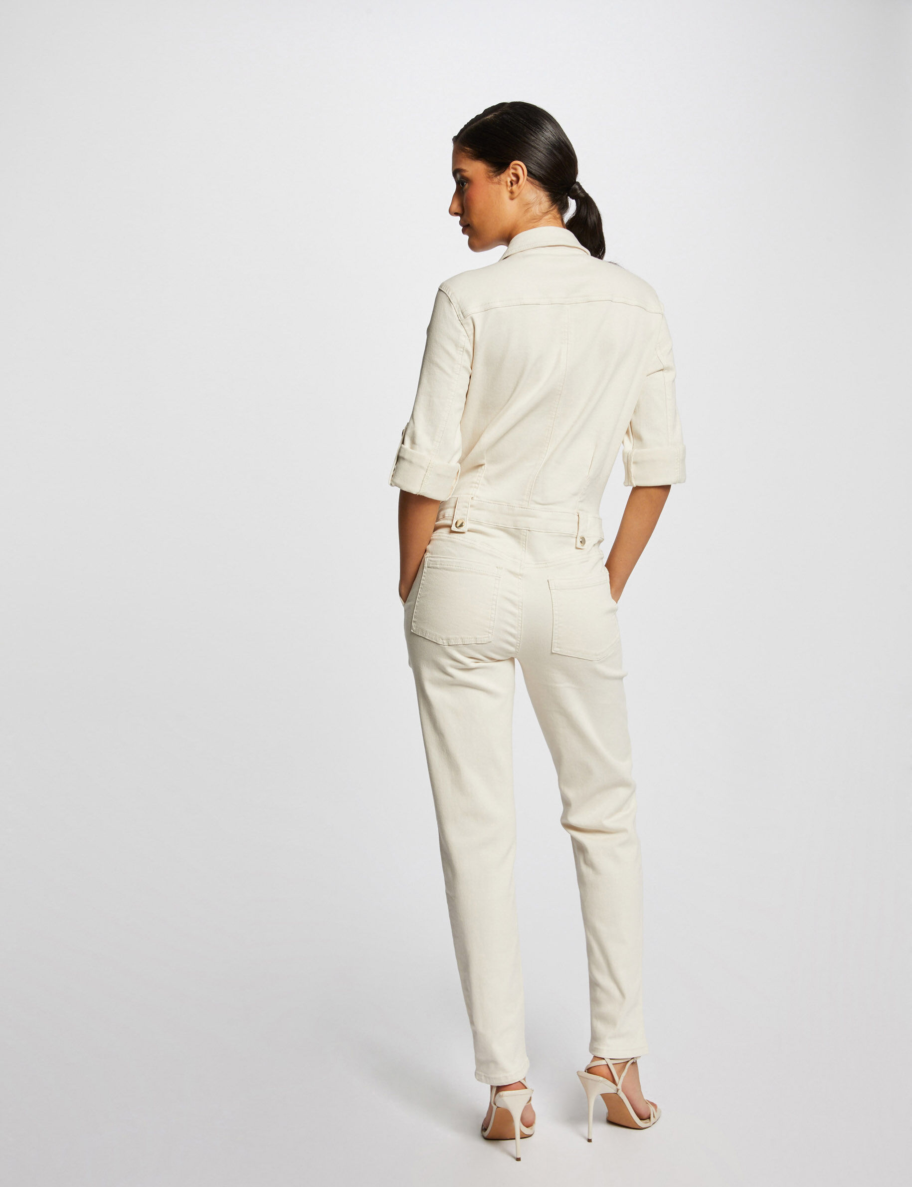 Combinaison droite boutonnée ecru moyen femme - ecru_moyen