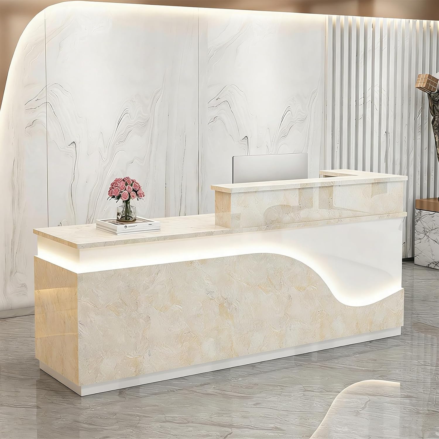 Empfangstisch,Empfangstheke Rezeption,Reception Desk Salon,Empfangstresen Holz,mit Abschließbarer Schublade Tastaturablage,für Firmenhallen Hotelrezeptionen 160×60×100cm