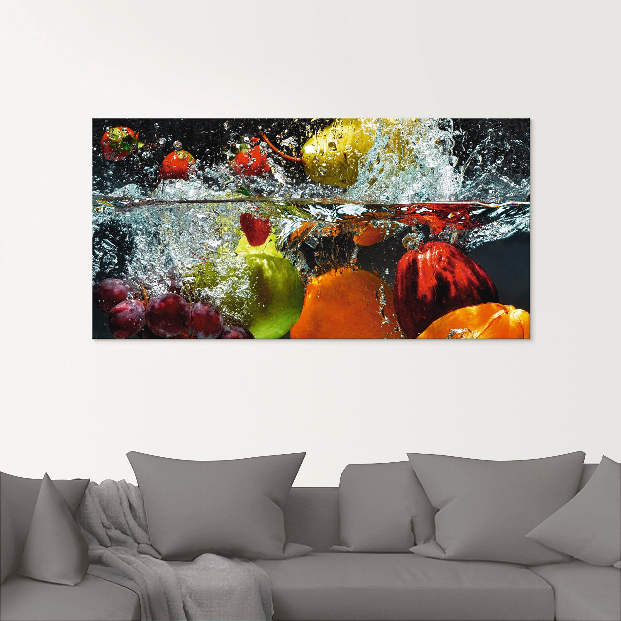 Artland Glasbild »Spritzendes Obst auf dem Wasser« Lebensmittel 1 Stk. tlg. in verschiedenen Grössen