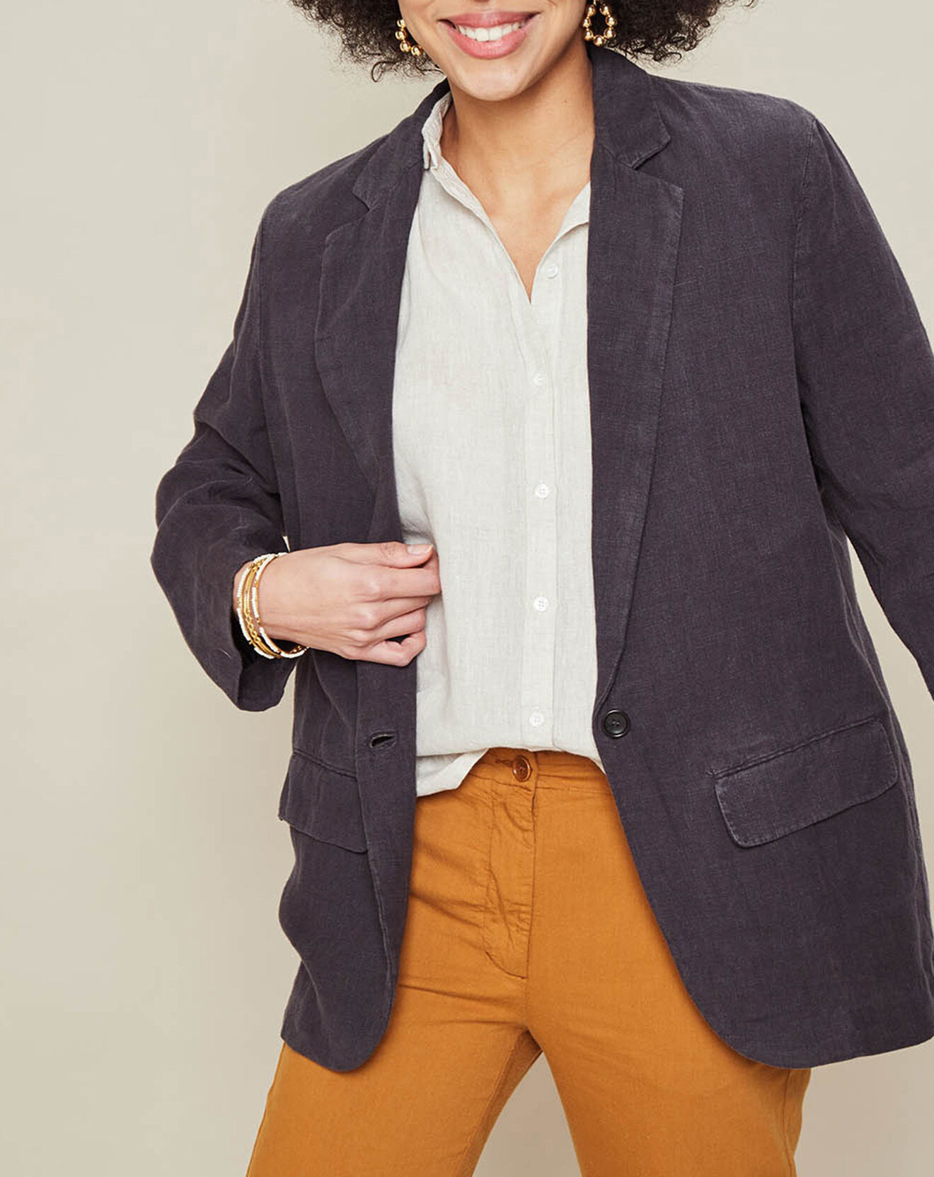 Hartford Veste blazer 100% Lin Vaison charcoal