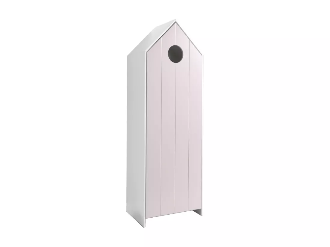HAVRE - Pack Lit Cabane 90x200cm + Armoire Rose