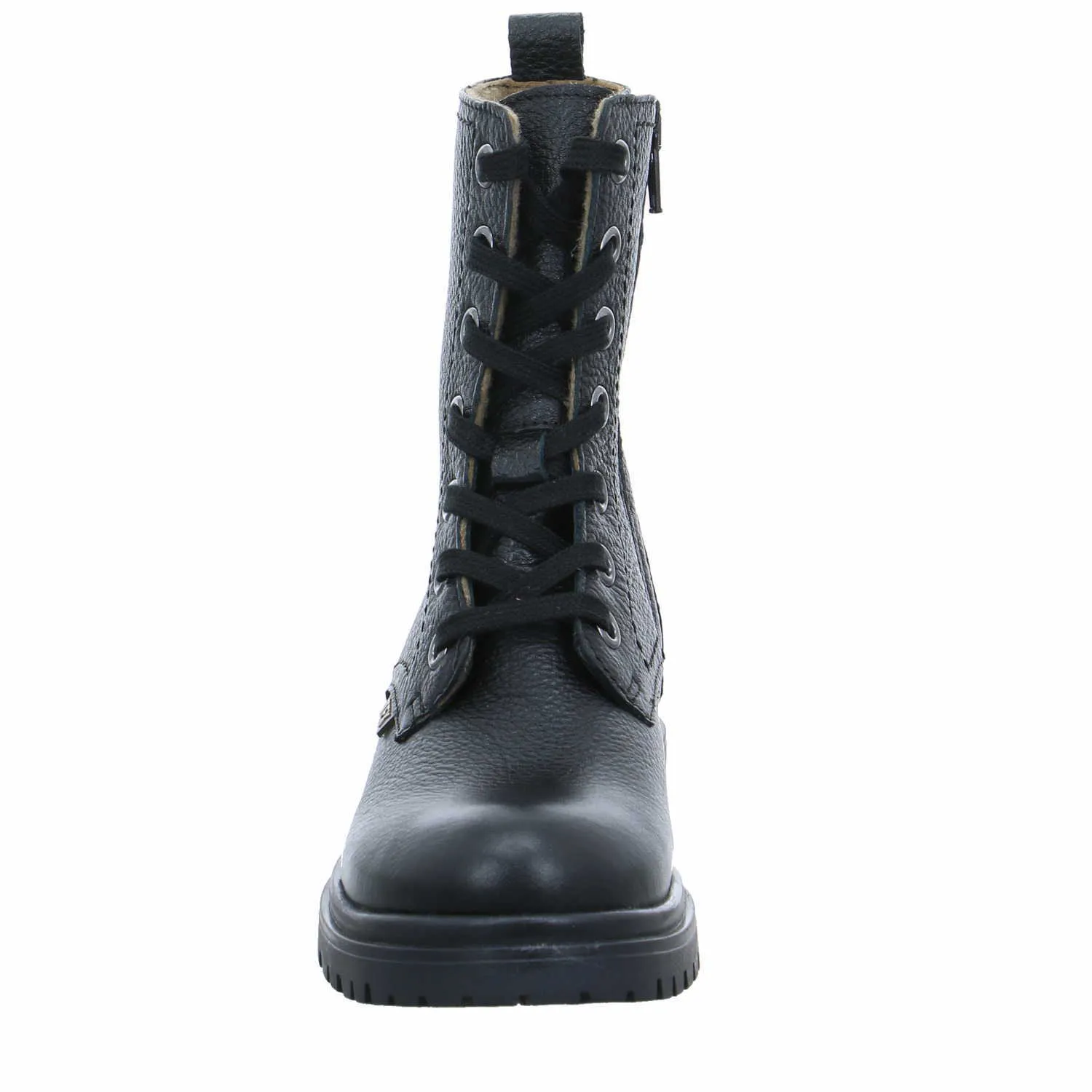 SCHUHENGEL Mädchen-Winter-Bottine Schwarz Leder  Schnür-Boot