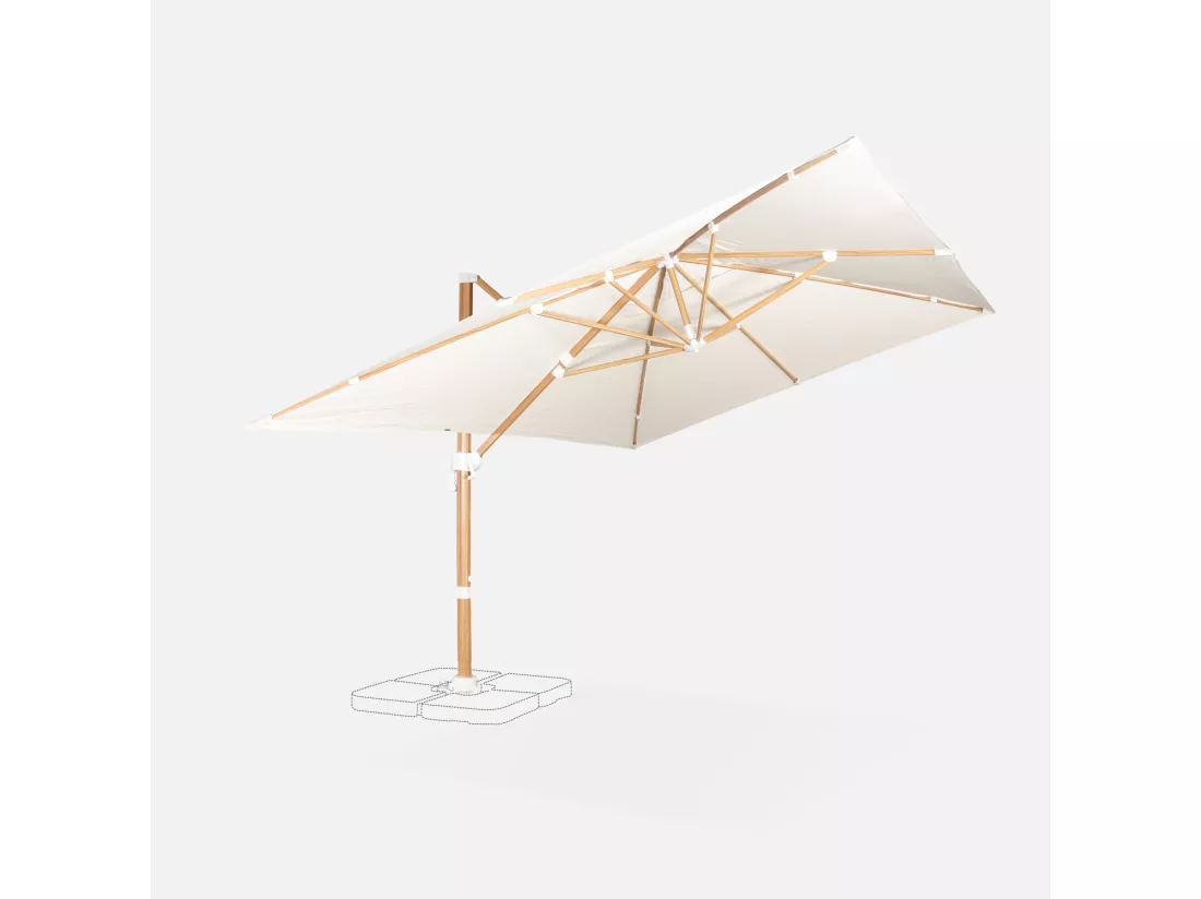 Parasol déporté rectangulaire 3x4m - Wimereux - Ecru - Parasol excentré inclinable dans 5 positions. rotatif à 360°.