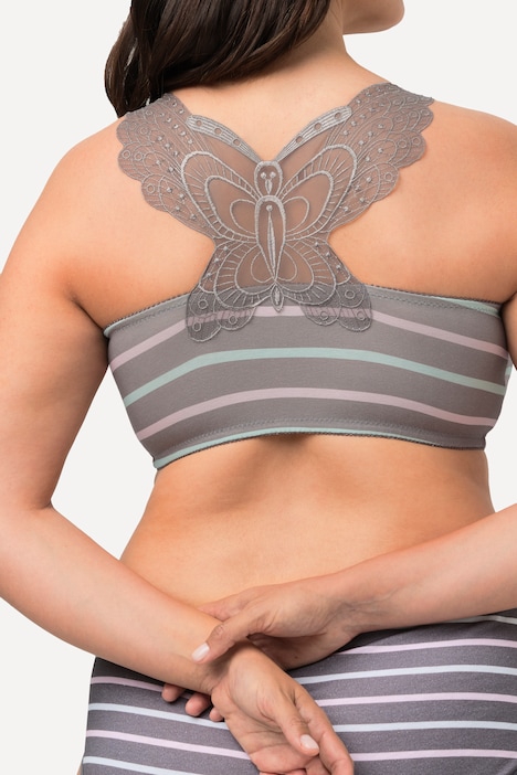 Bustier, Streifen, Vorderverschluss, ohne Bügel, C/D Cup