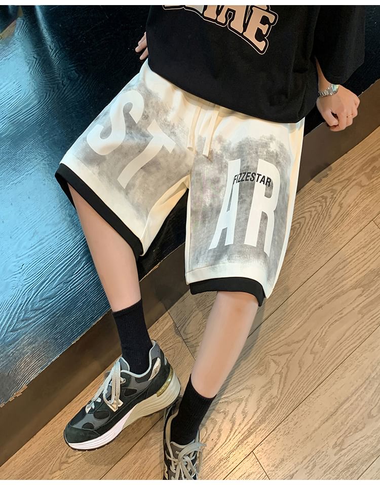 Diphon - Sweatshorts met trekkoord in de taille en tekstprint