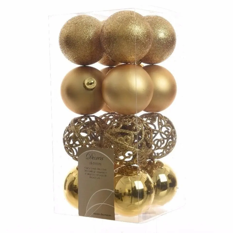 Decoris Kerstballen - 16x st - goud - D6 cm - kunststof