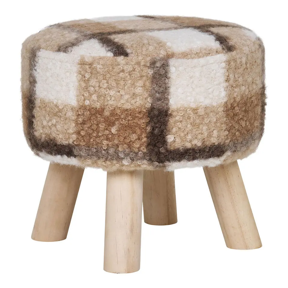 Hioshop Aberdeen Poef Ø31cm bruin