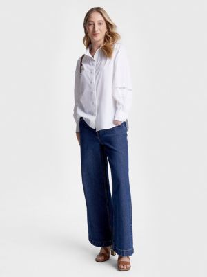 Blusa de renda com logotipo adaptável