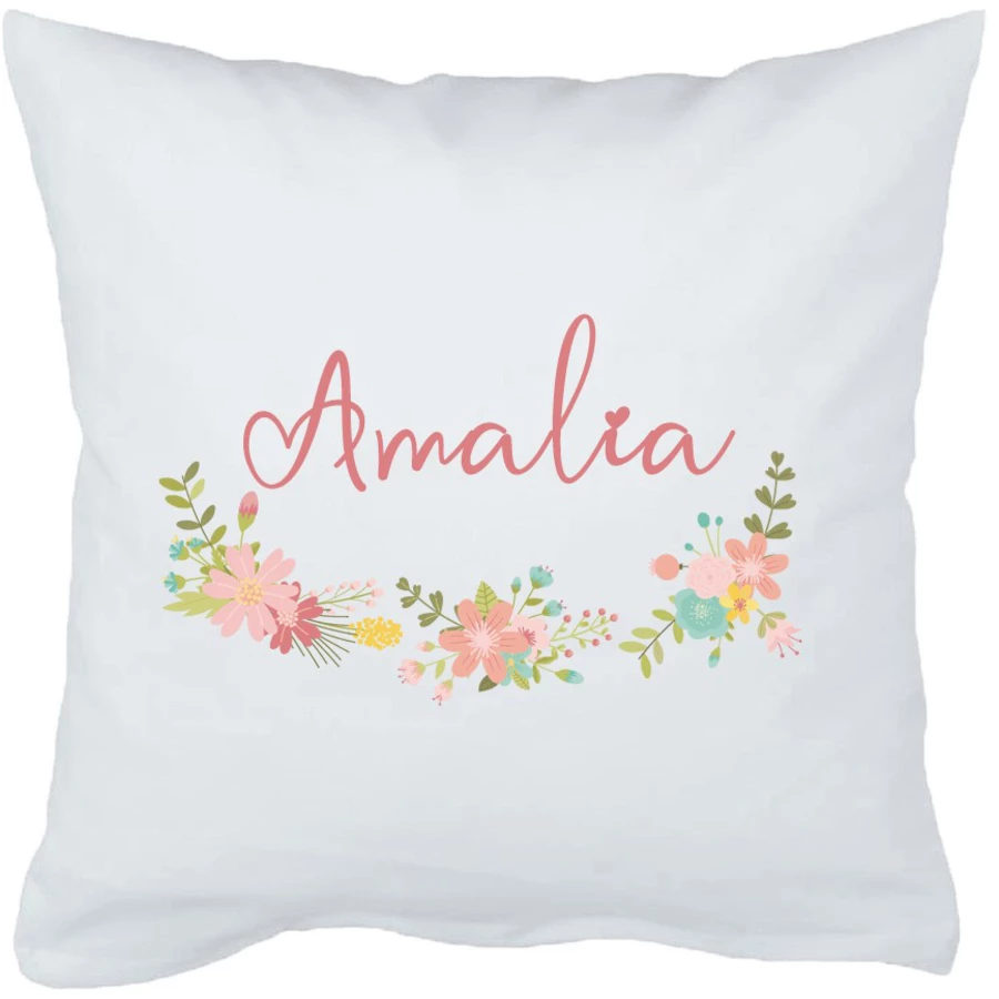 Schnullireich Babykissen mit Namen Flower Dream Weiß