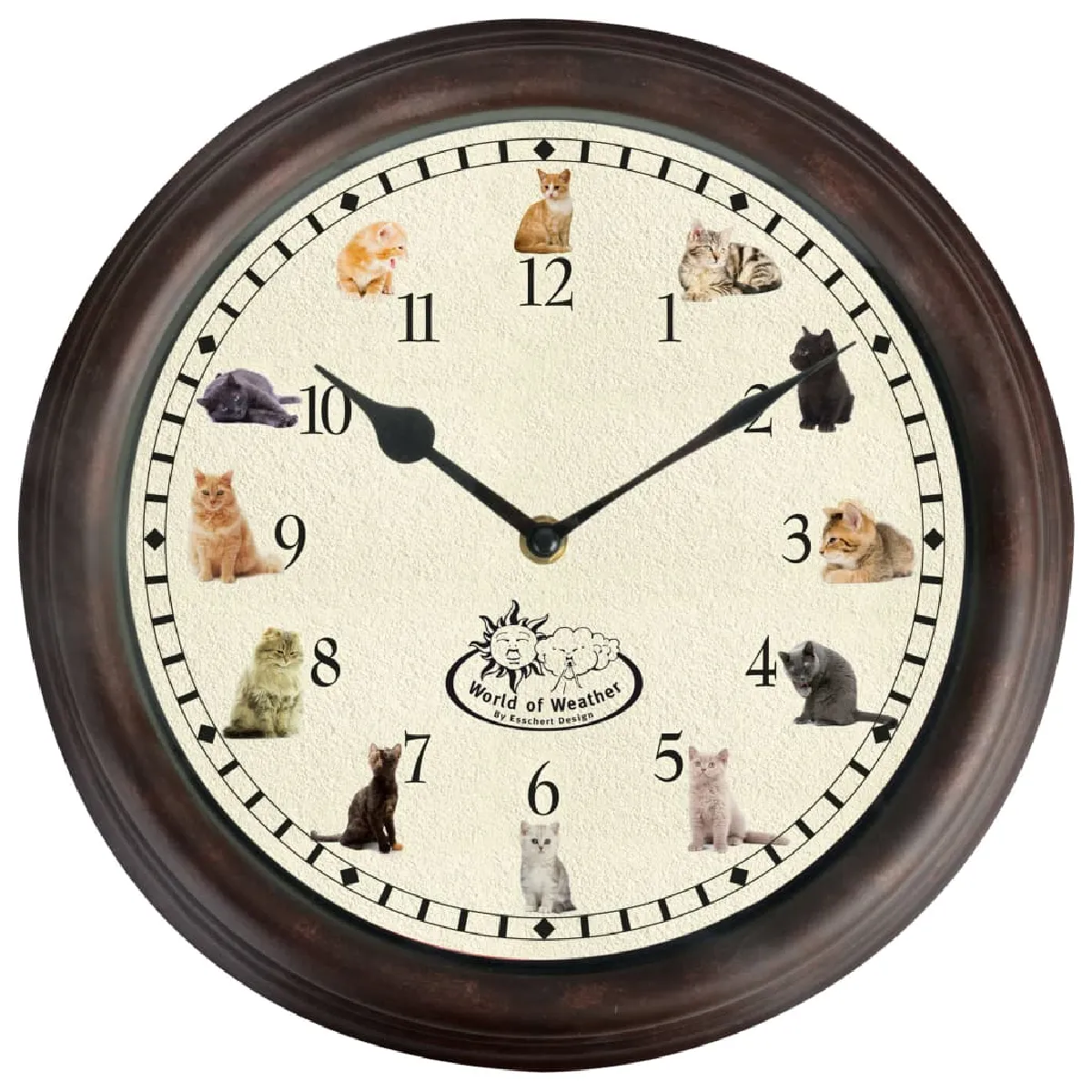 Decoshop26 Horloge Murale Sons de Chat - Marron