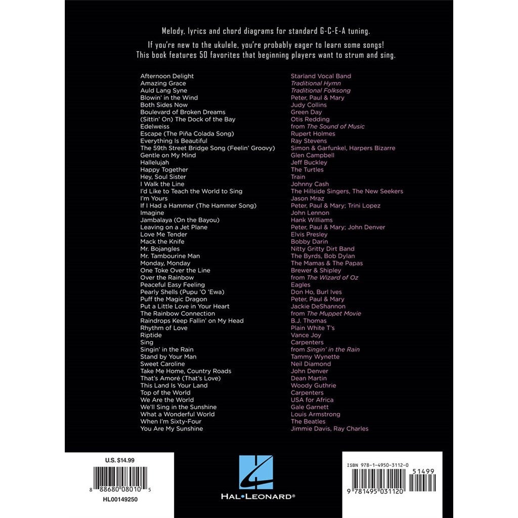 Hal Leonard First 50 songs you should play on ukulele songboek voor ukelele