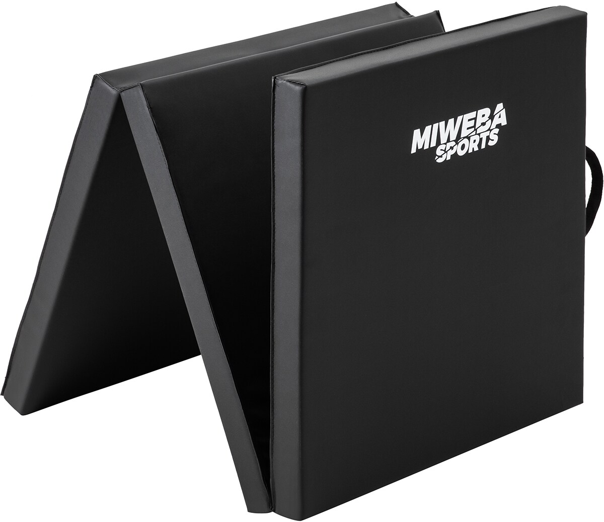 Miweba Sports Gymnastikmatte GM100, faltbar, rutschfest, Turnmatte für zuhause, Tragegriffe, PVC (Schwarz)