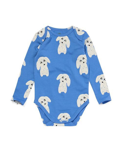 body coton bio extensible avec chiens bleu