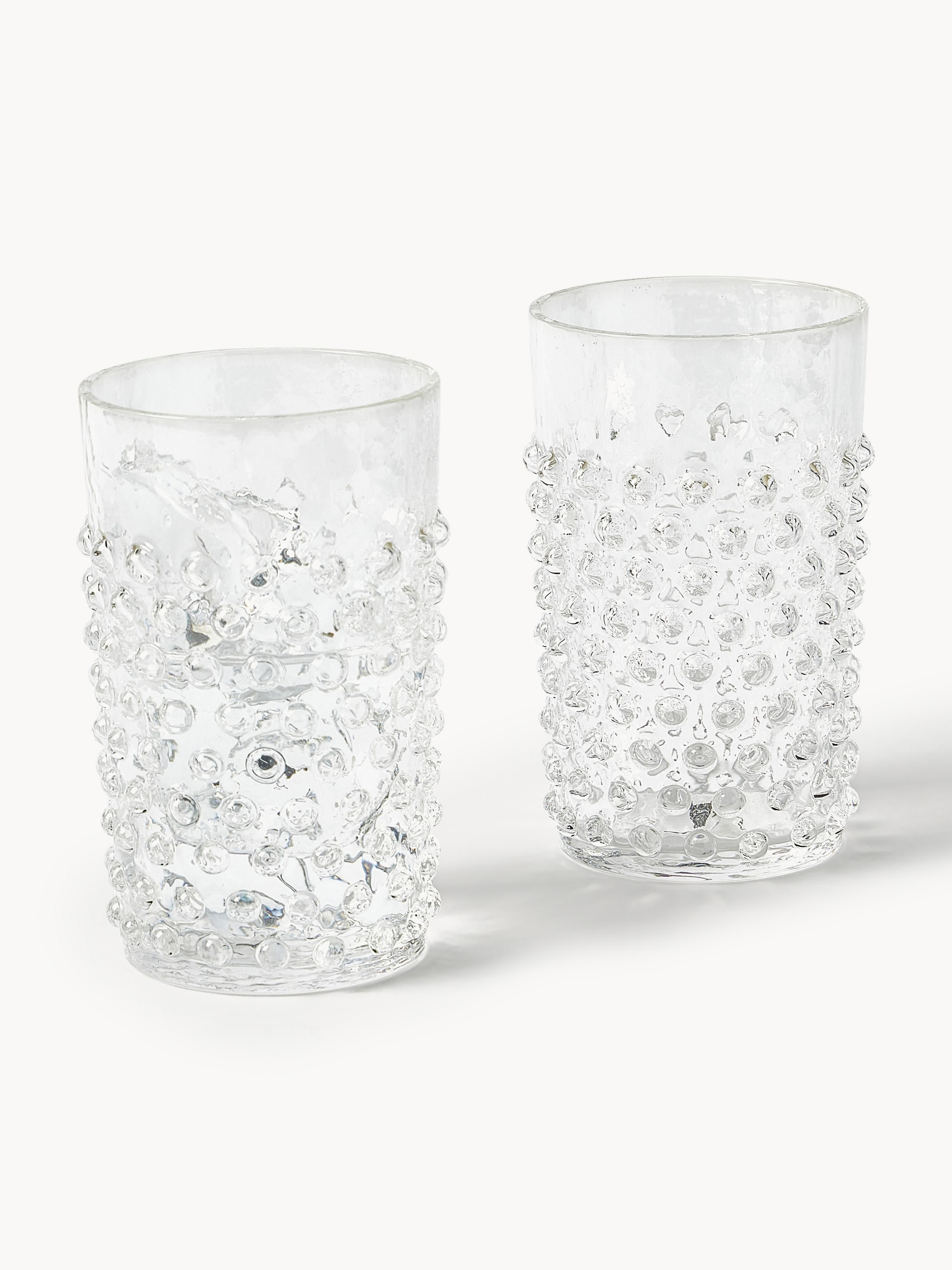 Mondgeblazen waterglazen Hobnail, 6 stuks